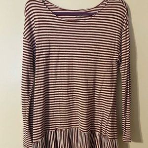 Maroon and white striped shirt, Faded Glory, size M